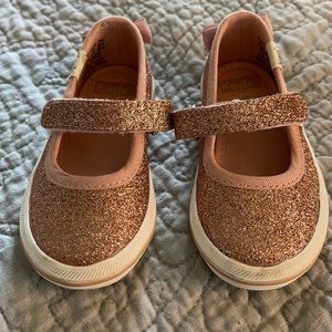 Less by Kate spade rose gold Mary Janes